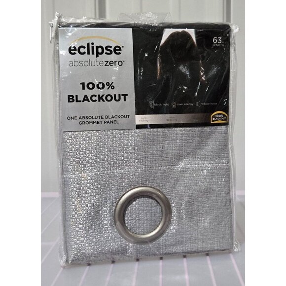 Eclipse Desmond Blackout Basketweave Gray Single Grommet Curtain Panel 40" x 63" - Picture 2 of 10